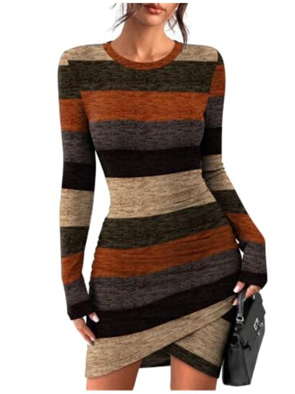 Women's Long Sleeve Bodycon Mini Dress Crew Neck Slim Fit Going Out Dress